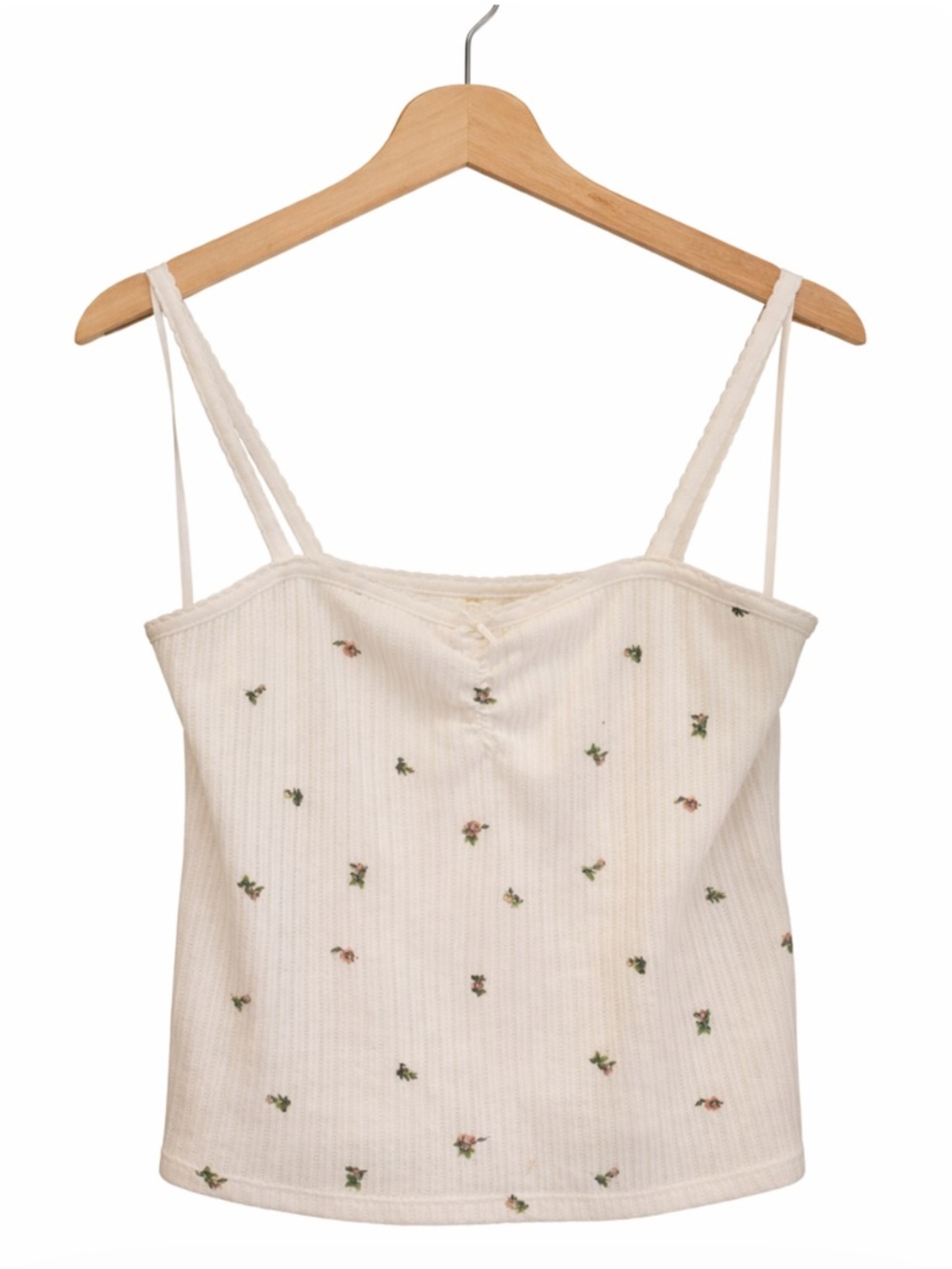 Levi's White Ribbed Floral Tank Top